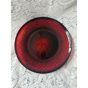 Vintage Cristal D'Arques Durand Ruby Red Bread Salad Plate France 8”